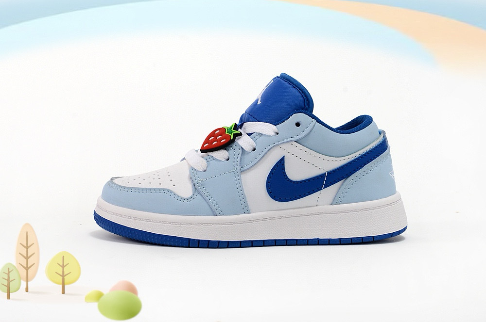 Youth Running Weapon Air Jordan 1 White/Blue/Royal Shoes 0699